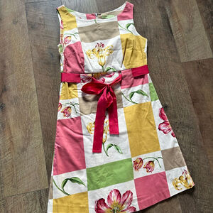 Women's Yuka Resort White Pink Floral Patchwork Sleeveless Dress Size 6